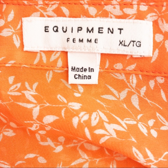 Equipment | Essential Silk Shirt | Coral/Wht | XL - Picture 8 of 13